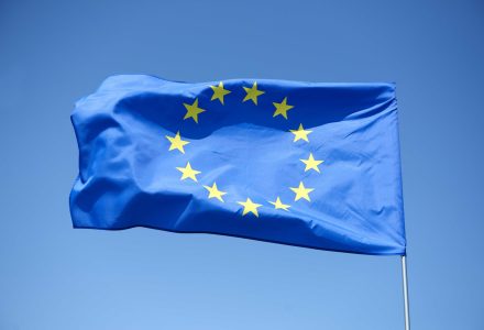 European Union flag on the blue background