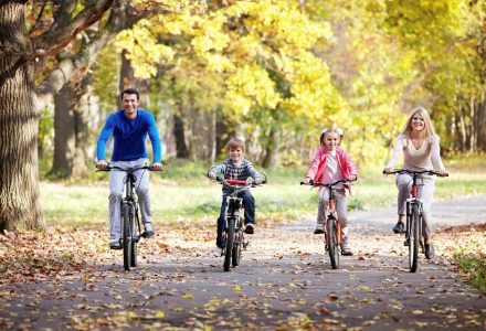 Family on bikes